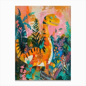 Abstract Tiger Dinosaur Painting Canvas Print