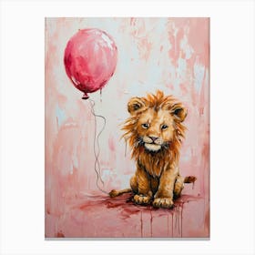 Cute Lion 1 With Balloon Canvas Print