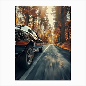 Classic Muscle Car In The Forest Canvas Print