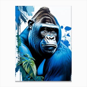 Gorilla In Front Of Graffiti Wall Gorillas Decoupage 1 Canvas Print