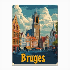 Aihrgdesign A Vintage Travel Poster Of Bruges 1 Canvas Print