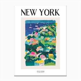 New Dorp New York Colourful Silkscreen Illustration 2 Poster Canvas Print