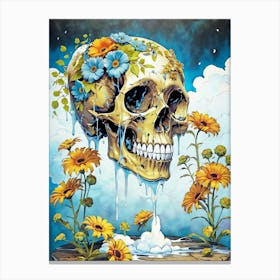Surrealist Floral Skull Painting (54) Canvas Print