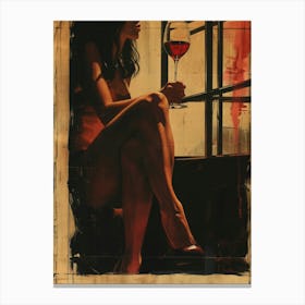 Woman With A Glass Of Wine Canvas Print