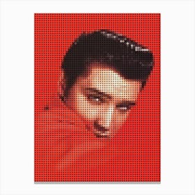 Elvis Presley In Red Style Dots Canvas Print