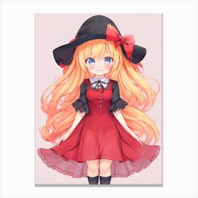 Anime Girl In Red Dress Canvas Print
