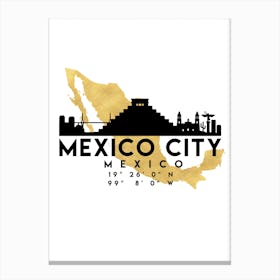 Mexico City Silhouette City Skyline Map Canvas Print