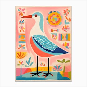 Pink Scandi Seagull 1 Canvas Print