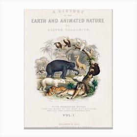 Cover Of A History Of The Earth And Animated Nature (1820), Oliver Goldsmith 1 Canvas Print