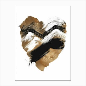 Gold And Black Heart Canvas Print