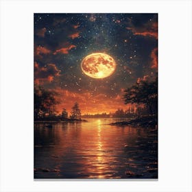 Full Moon Over Water 7 Canvas Print