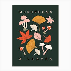 Mushrooms & Leaves Canvas Print