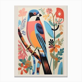 Colourful Scandi Bird American Kestrel 3 Canvas Print