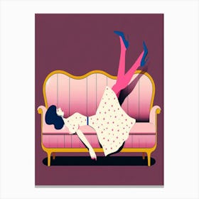 Girl Laying On A Couch 2 Canvas Print