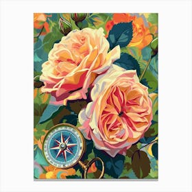 English Roses Painting Rose With A Compass 4 Canvas Print