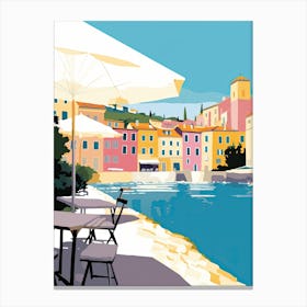 Villefranche Sur Mer, France, Flat Pastels Tones Illustration 3 Canvas Print