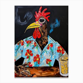 Animal Party: Crumpled Cute Critters with Cocktails and Cigars Rooster 4 Canvas Print