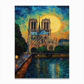Notre Dame Paris France Van Gogh Style 1 Canvas Print