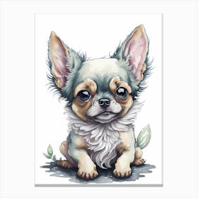 Floral Chihuahua Dog Portrait Painting (7) Canvas Print