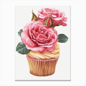 English Roses Painting Rose In A Cupcake 4 Canvas Print