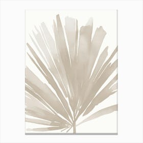 Boho Botanical Art, Beige Abstract Palm Leaf, Minimalist 1 Canvas Print