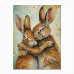 Hugging Bunnies Canvas Print