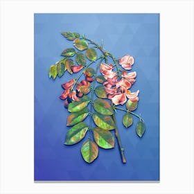 Vintage Robinier Rose Bloom Botanical Art on Blue Perennial n.1438 Canvas Print
