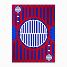 Geometric Abstract Glyph in White on Red and Blue Array n.0028 Canvas Print