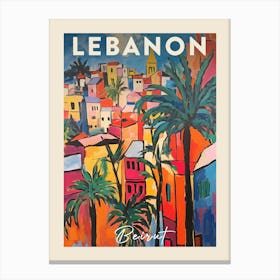 Beirut Lebanon 2 Fauvist Painting  Travel Poster Canvas Print