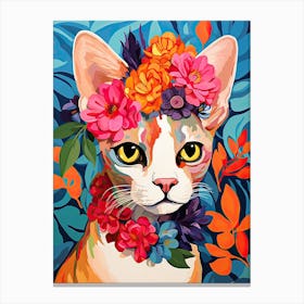 Devon Rex Cat With A Flower Crown Painting Matisse Style 1 Canvas Print