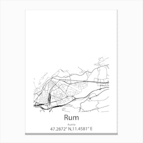 Rum,Austria Minimalist Map Canvas Print