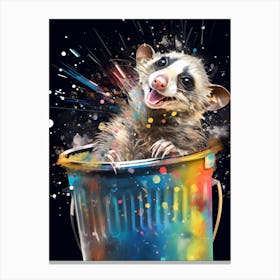  A Possum In Trash Can Vibrant Paint Splash 1 Canvas Print