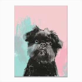 Blue & Pink Affenpinscher Dog Illustration Canvas Print