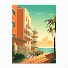 Abstract Illustration Of South Beach Miami Florida Orange Hues 3 Canvas Print