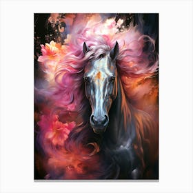 Horse With Flowers 2 Canvas Print