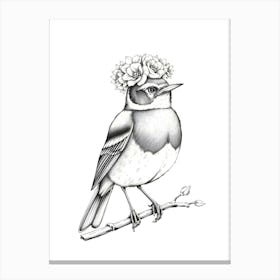 Bird In A Flower Crown 1 Canvas Print