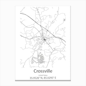 Crossville,United States Minimalist Map 1 Canvas Print