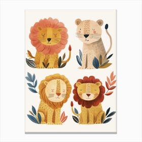 Barbary Lion In Different Seasons Clipart 2 Canvas Print