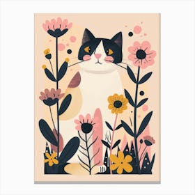 Cat In Flowers 5 Canvas Print