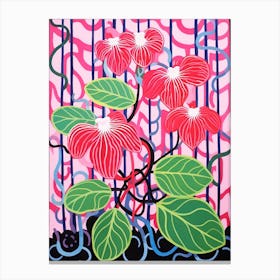 Pink And Red Plant Illustration Hoya 5 Canvas Print