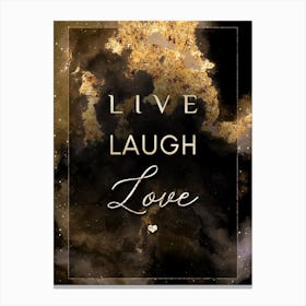 Live Laugh Love Gold Star Space Motivational Quote Canvas Print