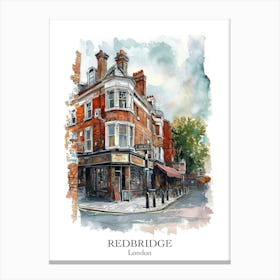 Redbridge London Borough   Street Watercolour 1 Poster Canvas Print