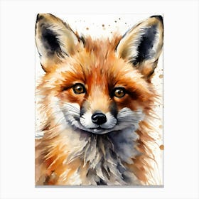 Fox Watercolor Painting Canvas Print