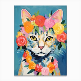 Singapura Cat With A Flower Crown Painting Matisse Style 2 Canvas Print