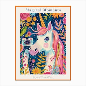 Unicorn Taking A Photo With An Analogue Camera Fauvism Inspired Poster Canvas Print