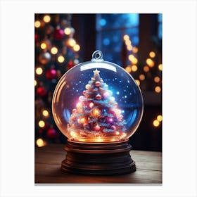 Christmas Tree In A Snow Globe Canvas Print