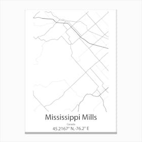 Mississippi Mills,Canada Minimalist Map Canvas Print