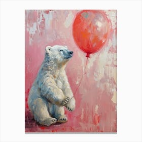 Cute Polar Bear 1 With Balloon Canvas Print