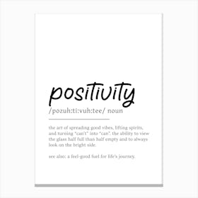 Positivity Definition Poster - Dictionary Canvas Print