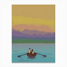 Boat Couple Lake Canvas Print